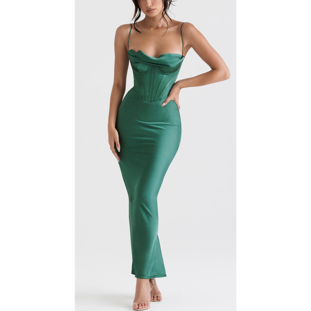 COPY - House of CB Charmaine Forest Corset Maxi Dress Size S Small Plus Cup - Picture 2 of 9